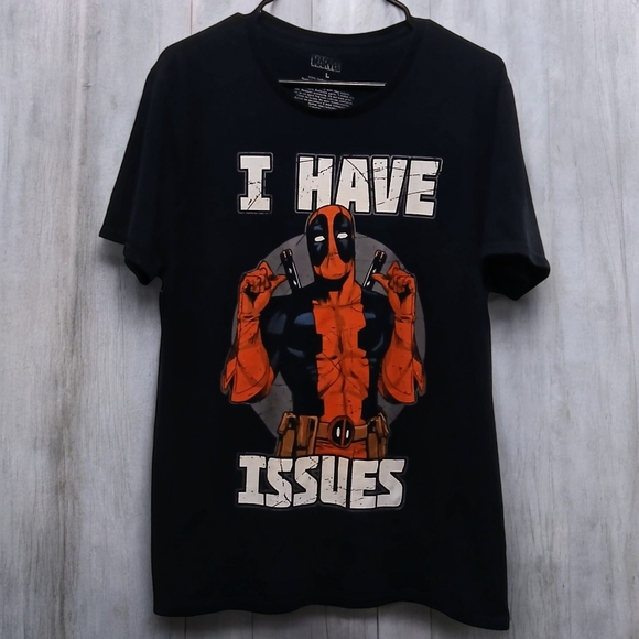 Marvel Women's Size L Black "I Have Issues" Black Deadpool T-Shirt - Picture 5 of 5